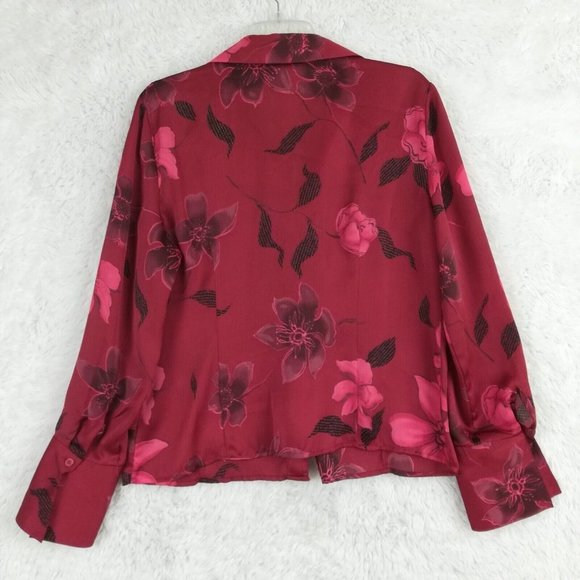 Vintage Fred David Womens Shirt Button Down Red Floral Long Sleeve L - Picture 2 of 11